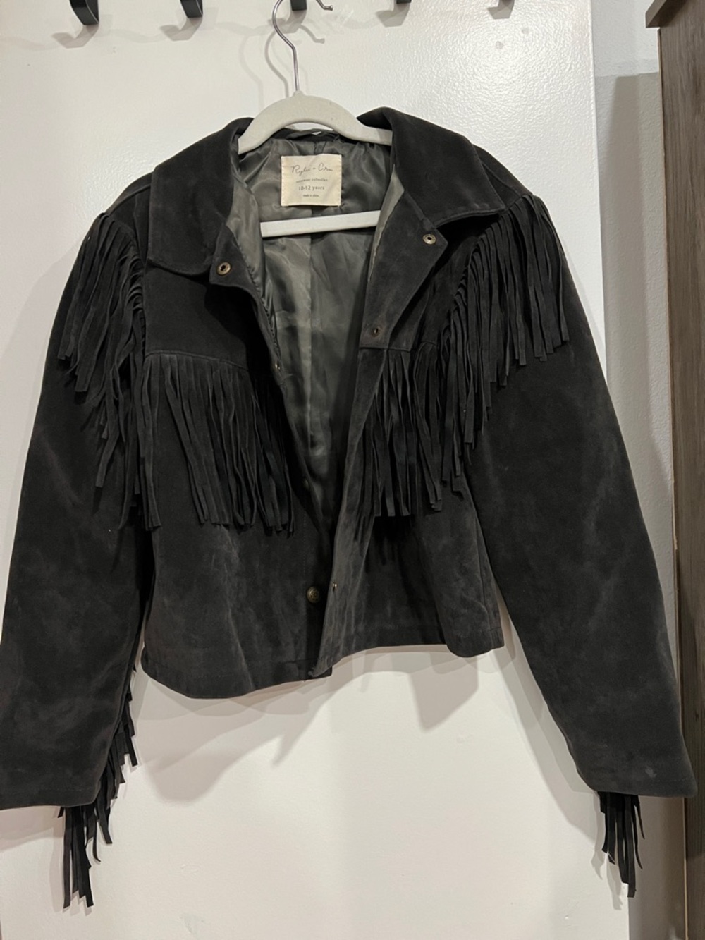 Rylee + Cru Black Suede Fringe Jacket